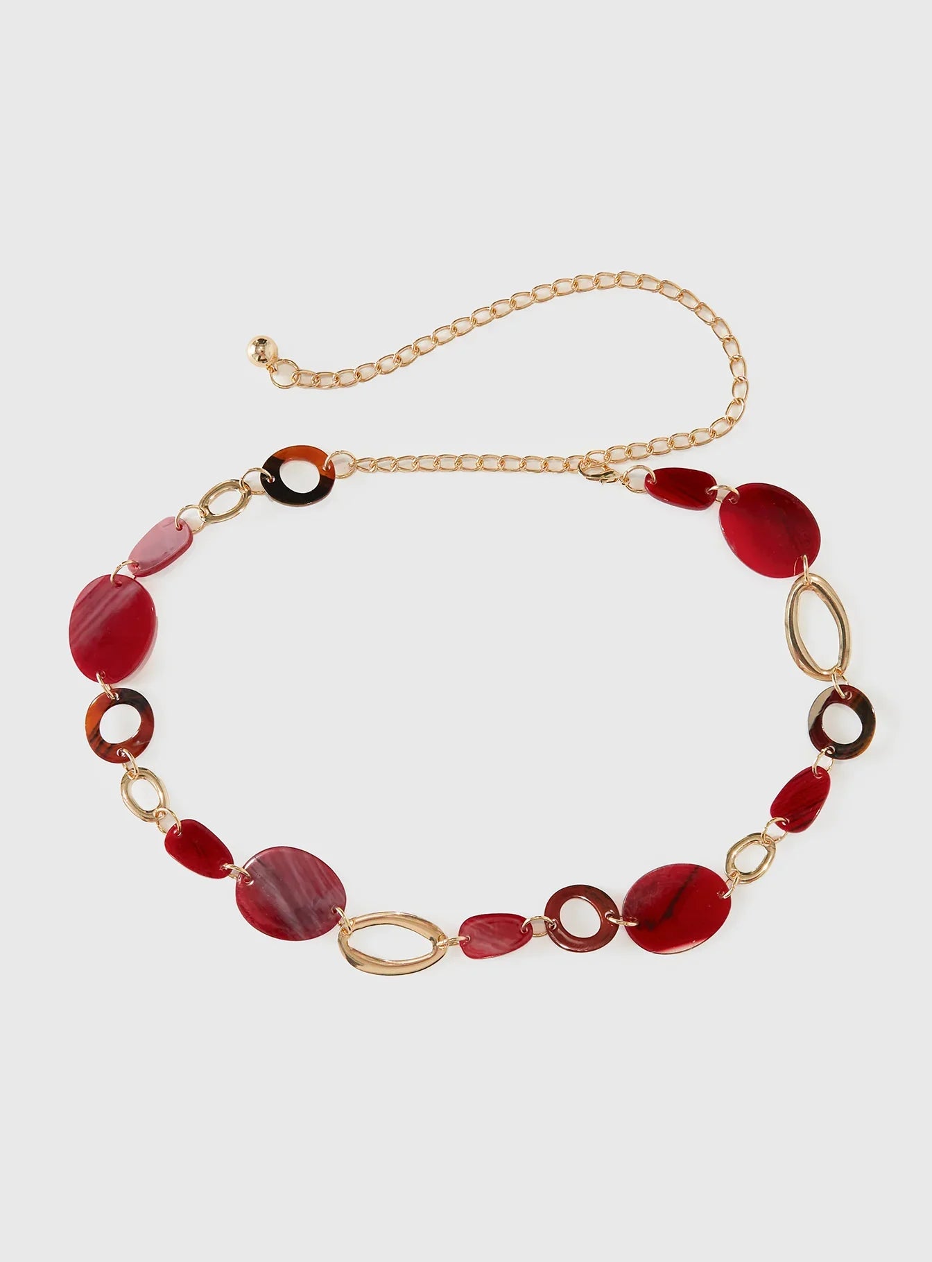 Felon Beaded Chain Belt Gold Red