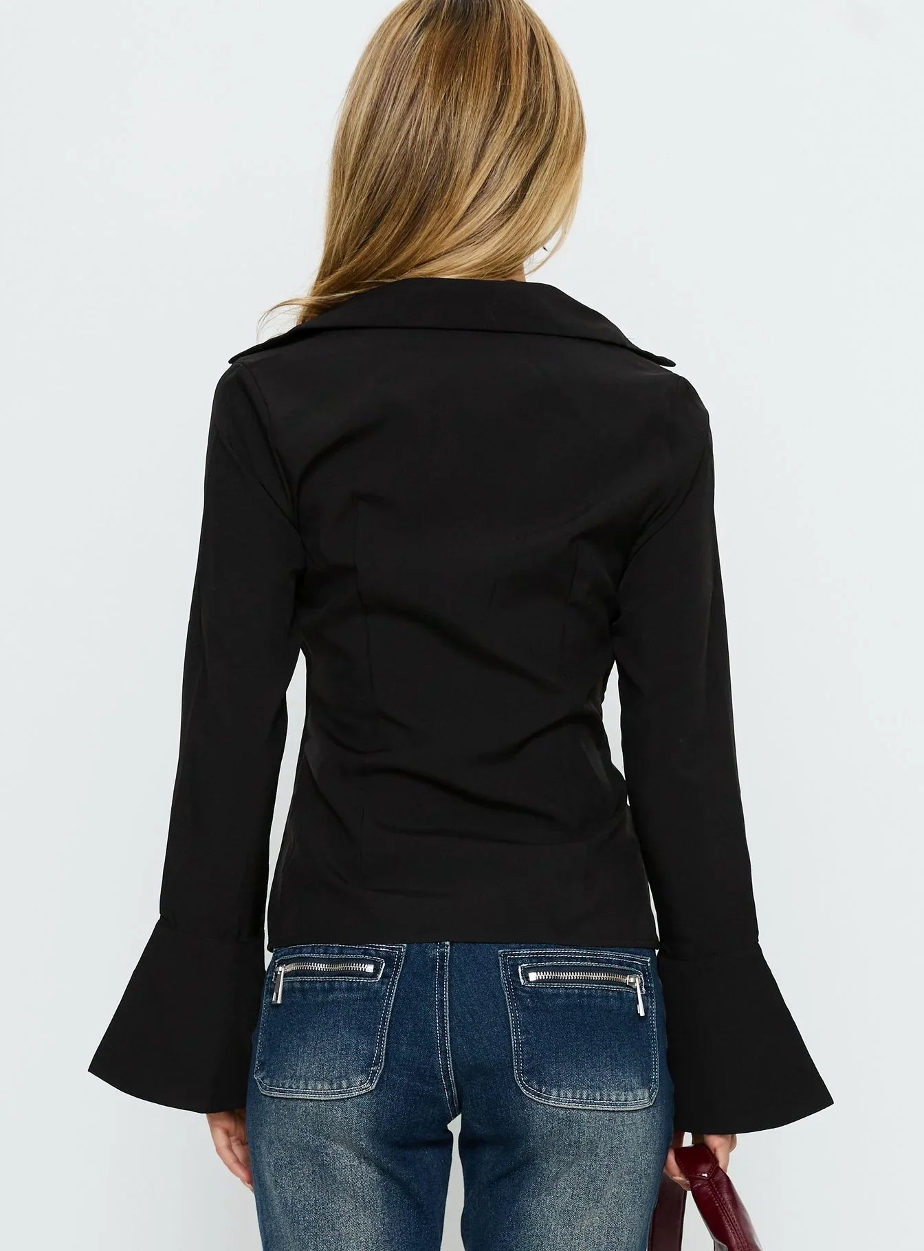 Serita Twist Detail Long Sleeve Shirt Black