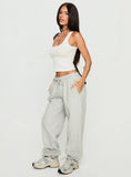 Caspa Dream Fleece Oversized Ankle Cuff Jogger Grey Marle