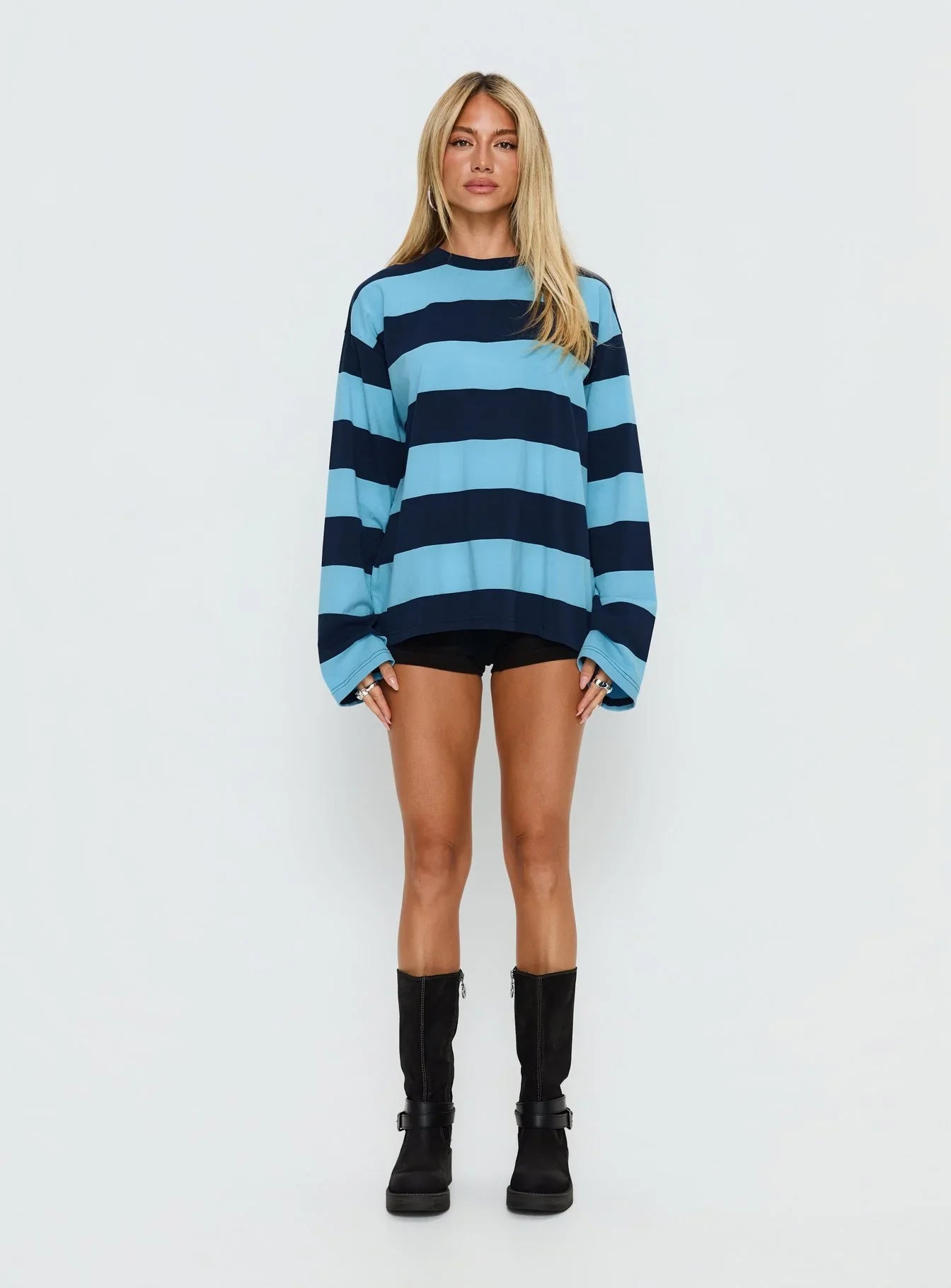 Settle Down Long Sleeve Top Blue Stripe