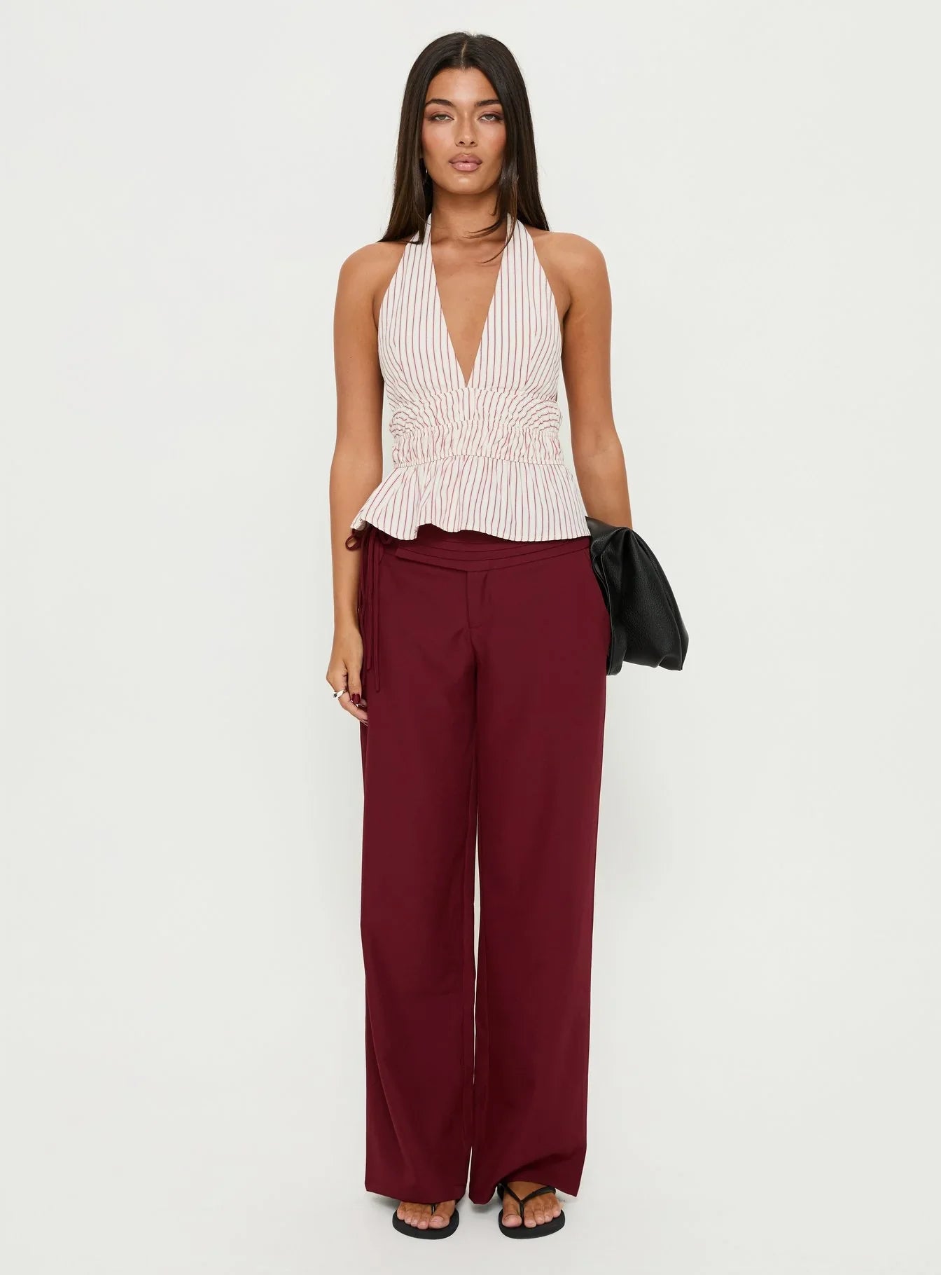 Perpetua Halter Neck Top Red / White Stripe