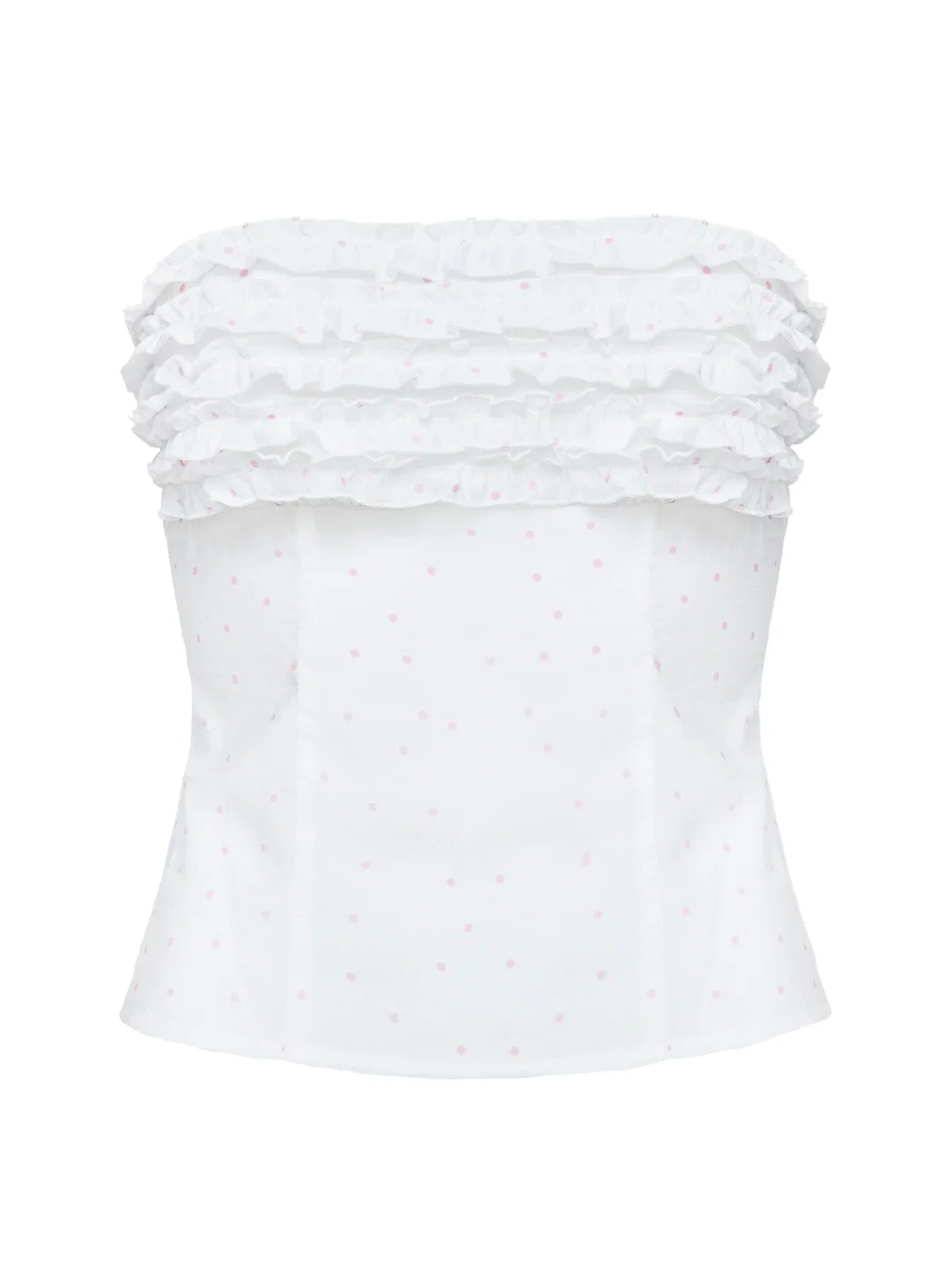 Swingset Love Strapless Top White Pink Dot