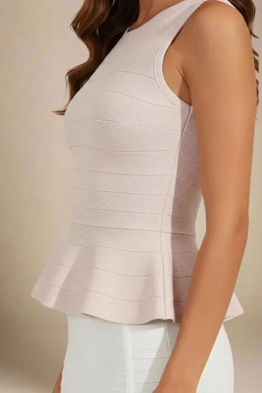 Leni Bandage Peplum Top Beige