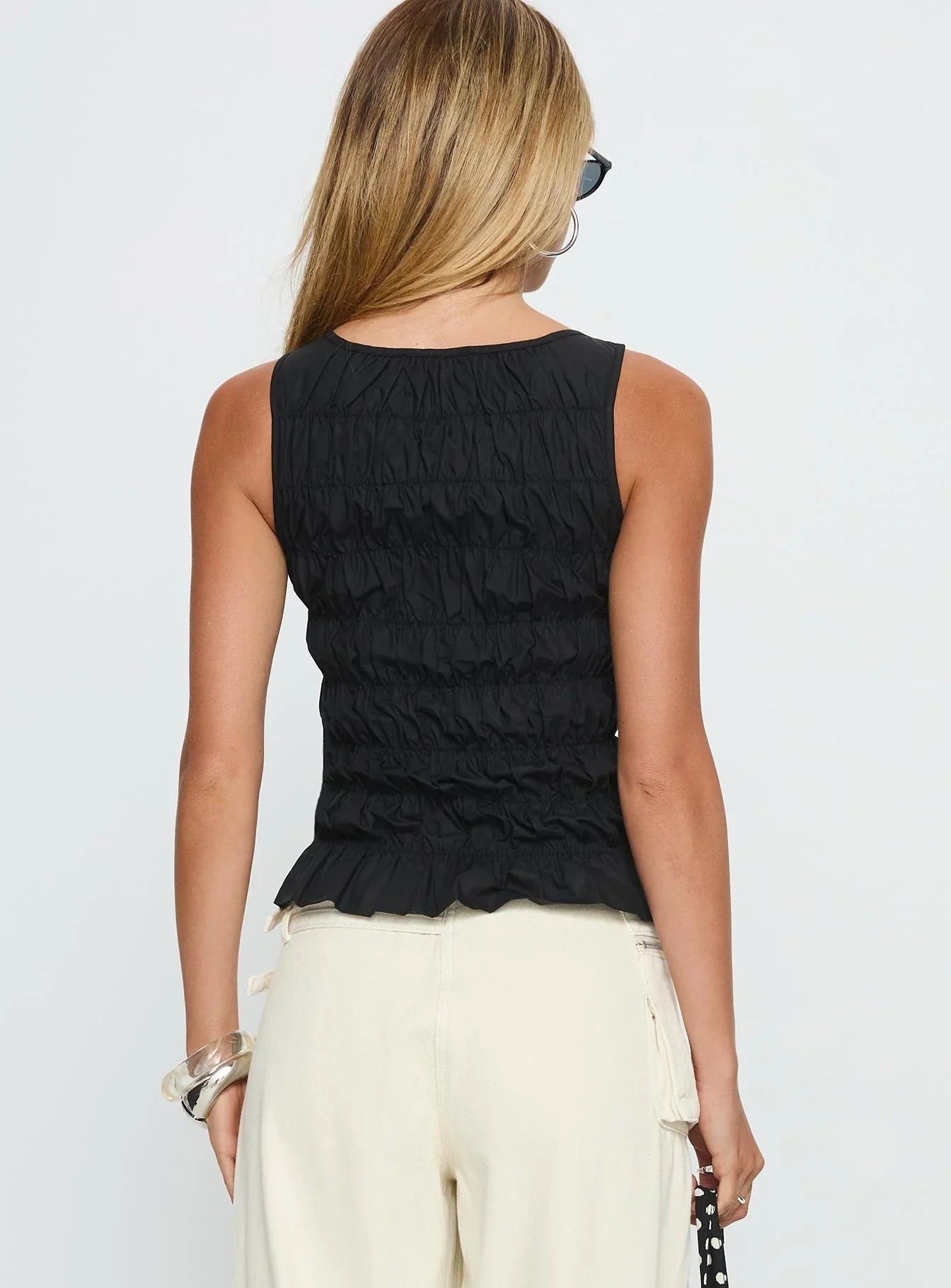 Marleene Shirred Top Black