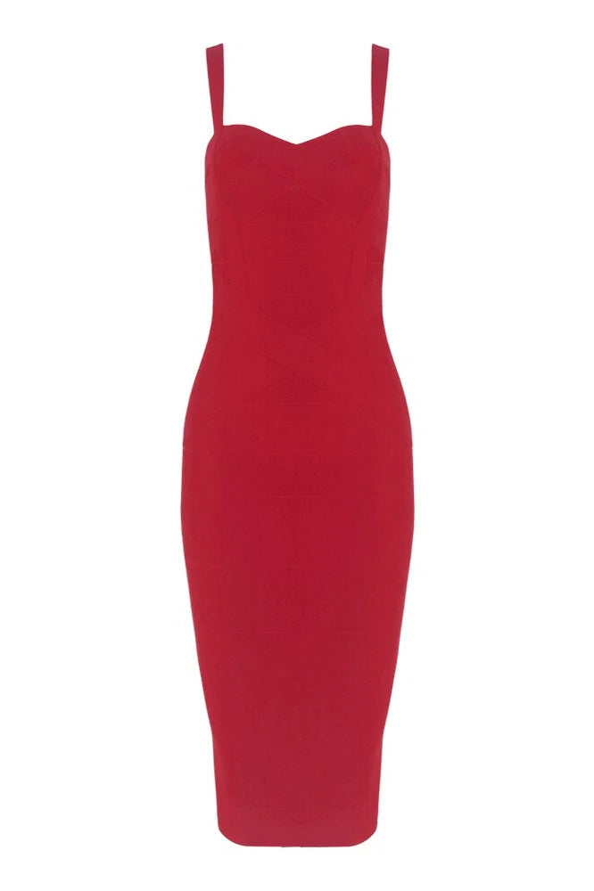 Heidi Bandage Midi Dress Red Wine Sale
