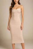 Aaliyah Bandage Midi Dress Nude Sale