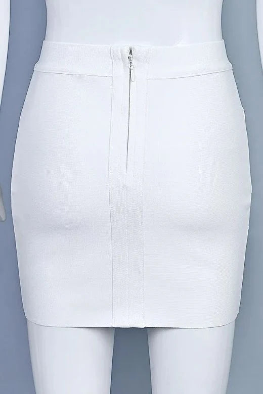 Jay High Waist Bandage Mini Skirt White Pearl