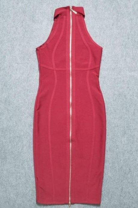 Lea Bandage Midi Dress Red Wine