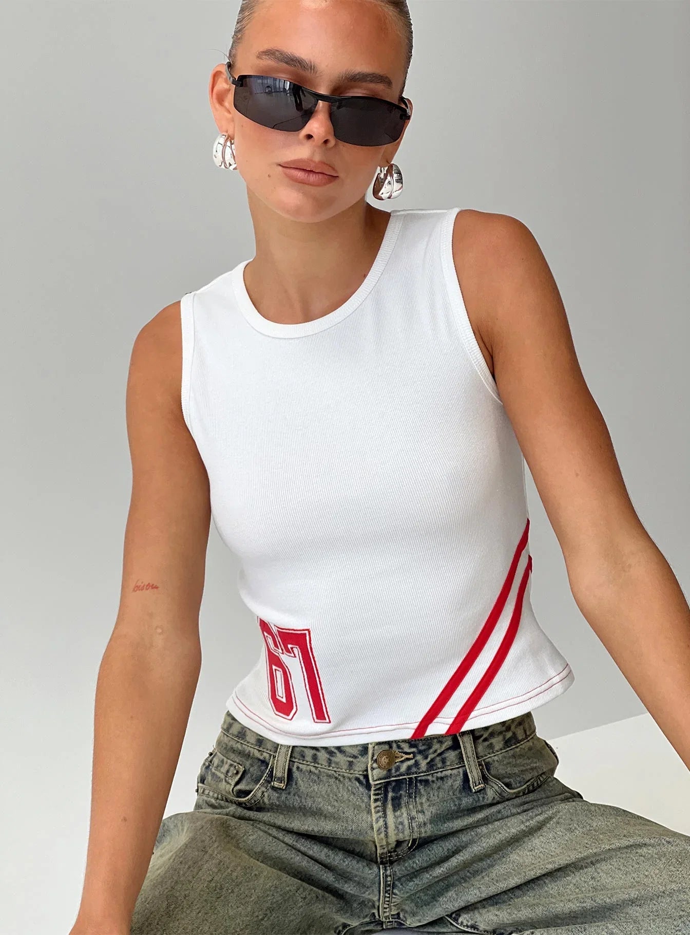 Fast 67 Tank Top White Red