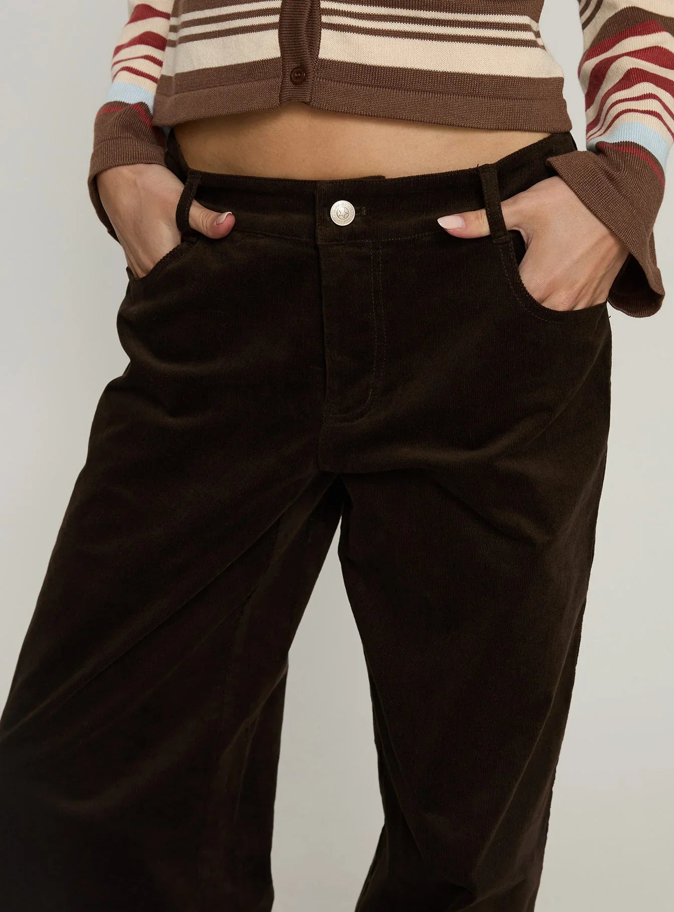 Kenza Wide Leg Corduroy Pant Brown