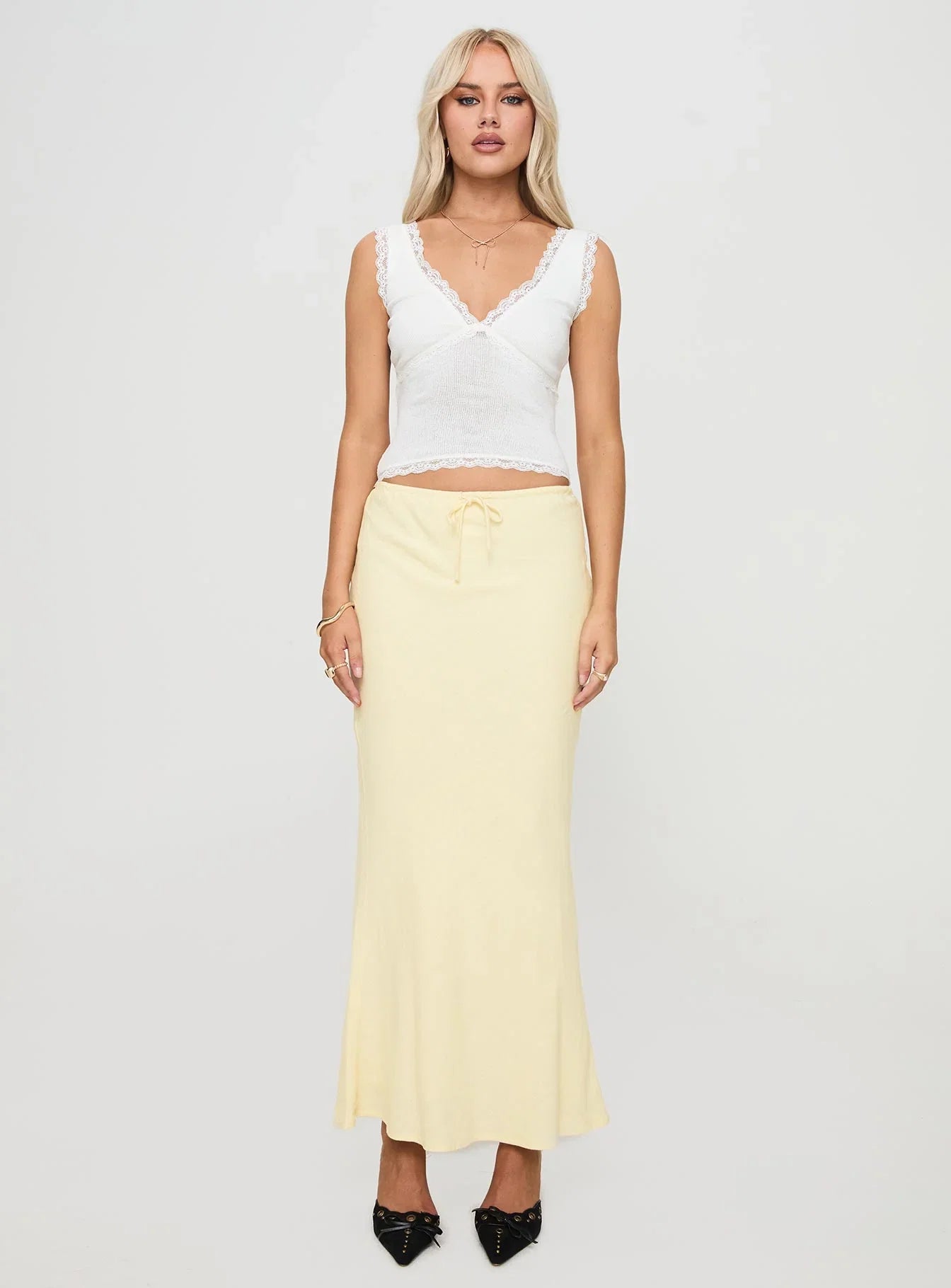 Mercer Linen Blend Maxi Skirt Lemon