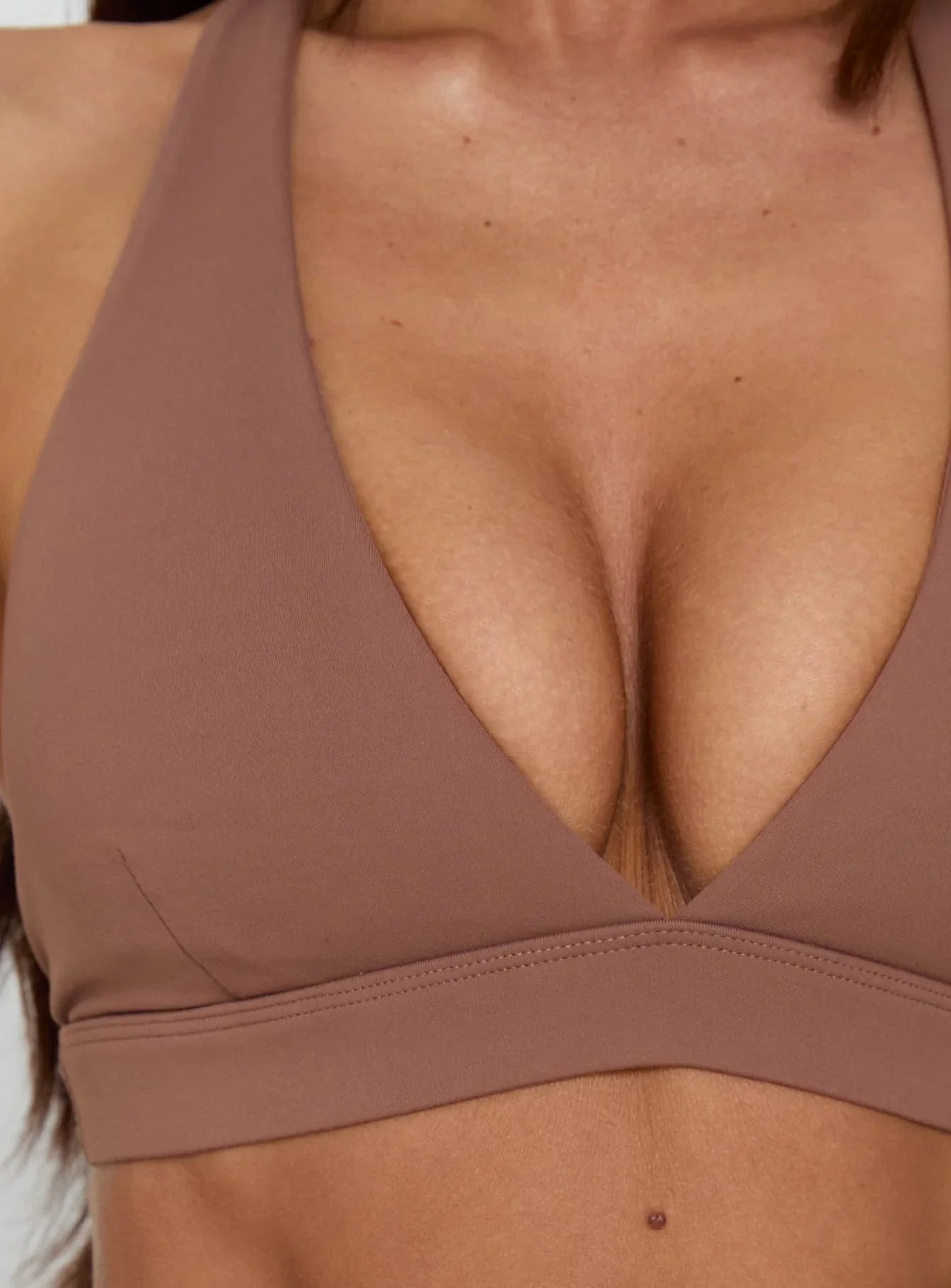 In Motion Active Plunge Halter Crop Top Clay