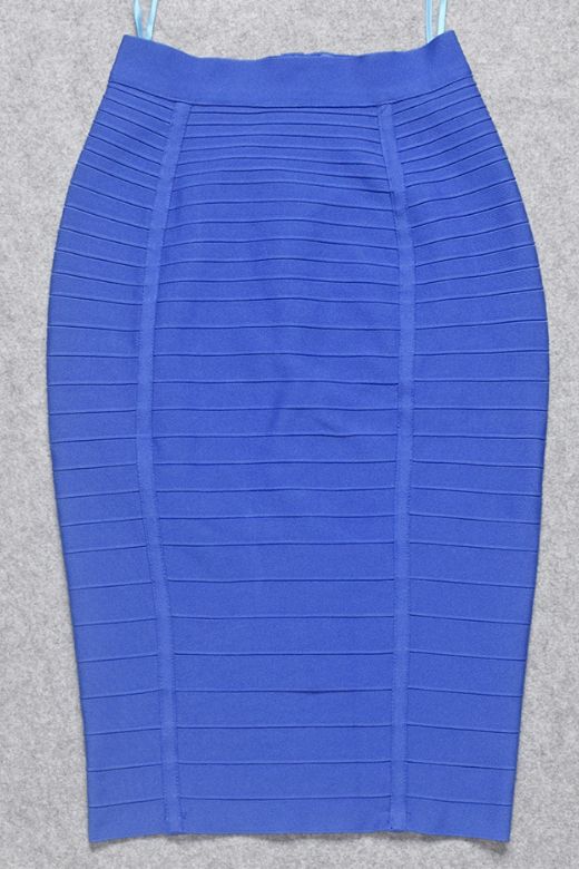 Pencil Bandage Knitted Knee Length Skirt Navy Blue