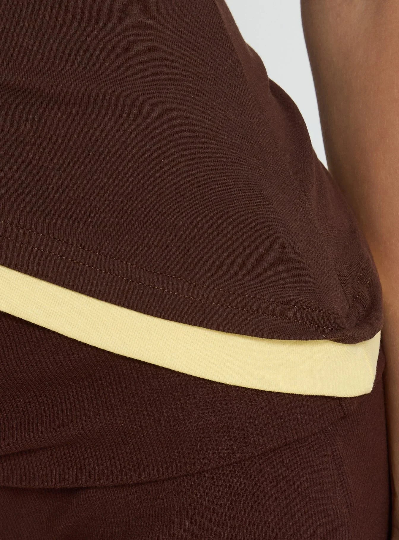 Eustace Off Shoulder Asymmetrical Top Brown / Yellow