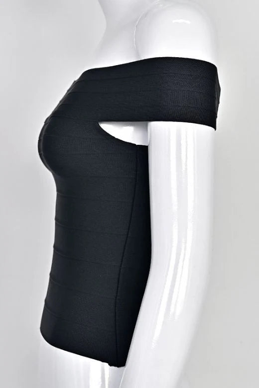 Vera Bandage Off Shoulder Top Classic Black