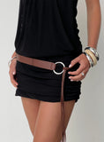 Evera Ring Detail Tassel Belt Brown Silver