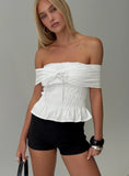 Avalynn Off Shoulder Shirred Top White