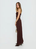 Kaemila Halter Chiffon Maxi Dress Brown