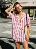 Caraliia Mini Skirt Pink Red Stripe