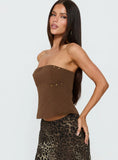 Starr Studded Strapless Top Brown