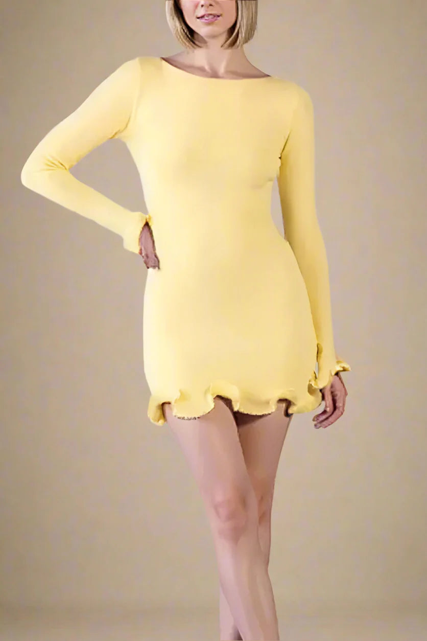 Regina Long Sleeve Mini Dress Sun Yellow Sale
