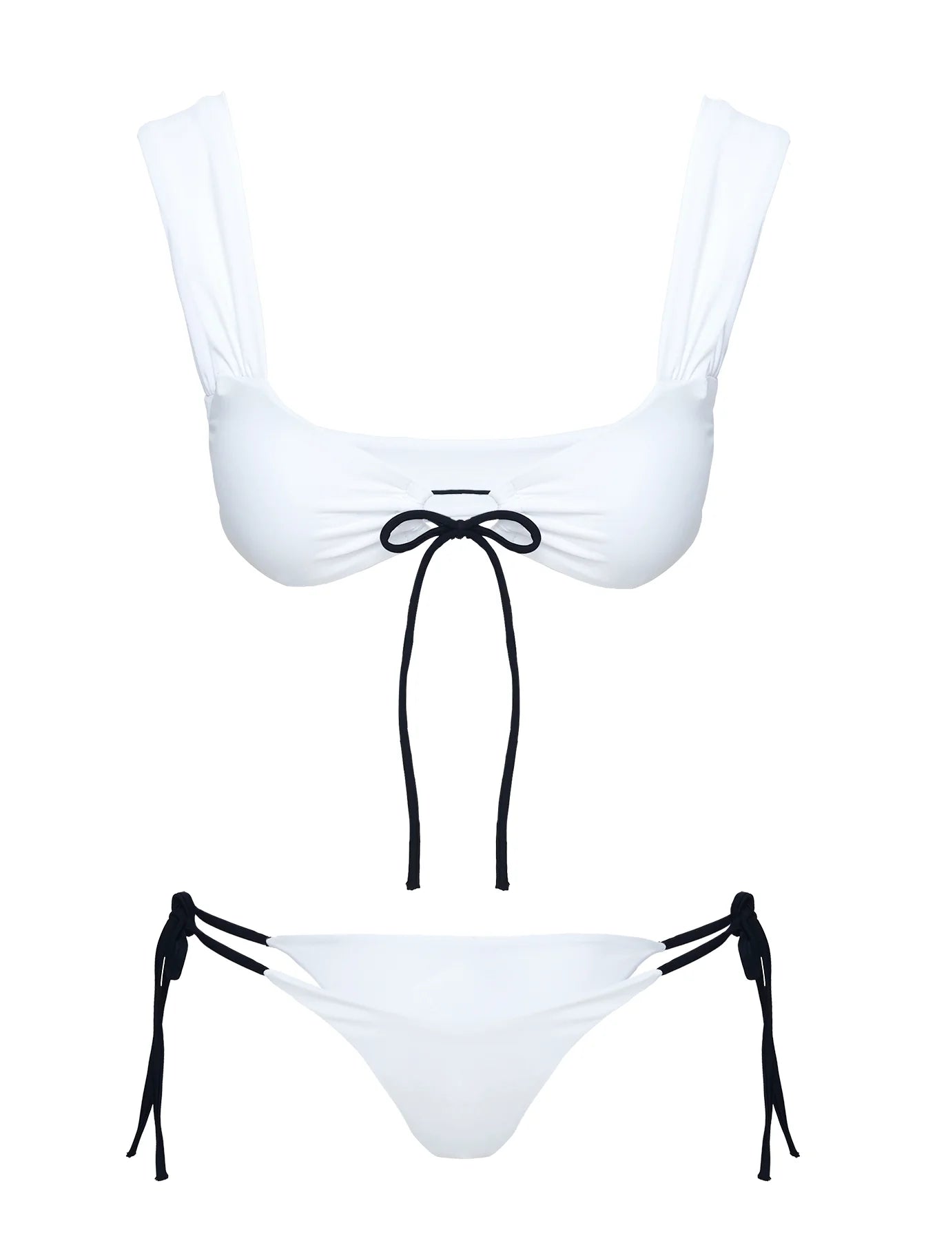 Missie Tie Side Bikini Bottoms White Black