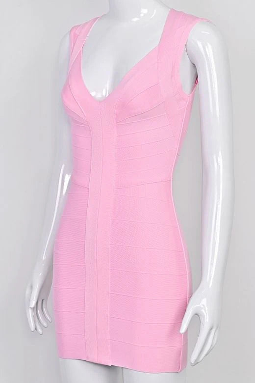 Sabrina Bandage Mini Dress Dusty Pink