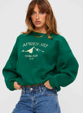 Apres Ski Crew Neck Sweatshirt Green Cream