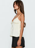Had Me At Hello Lace Trim Floral Detail Top Cream