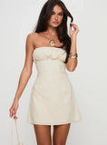 Luvstruck Strapless Mini Dress Beige Tall
