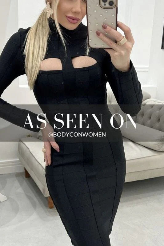 Brooke Long Sleeve Bandage Midi Dress Classic Black