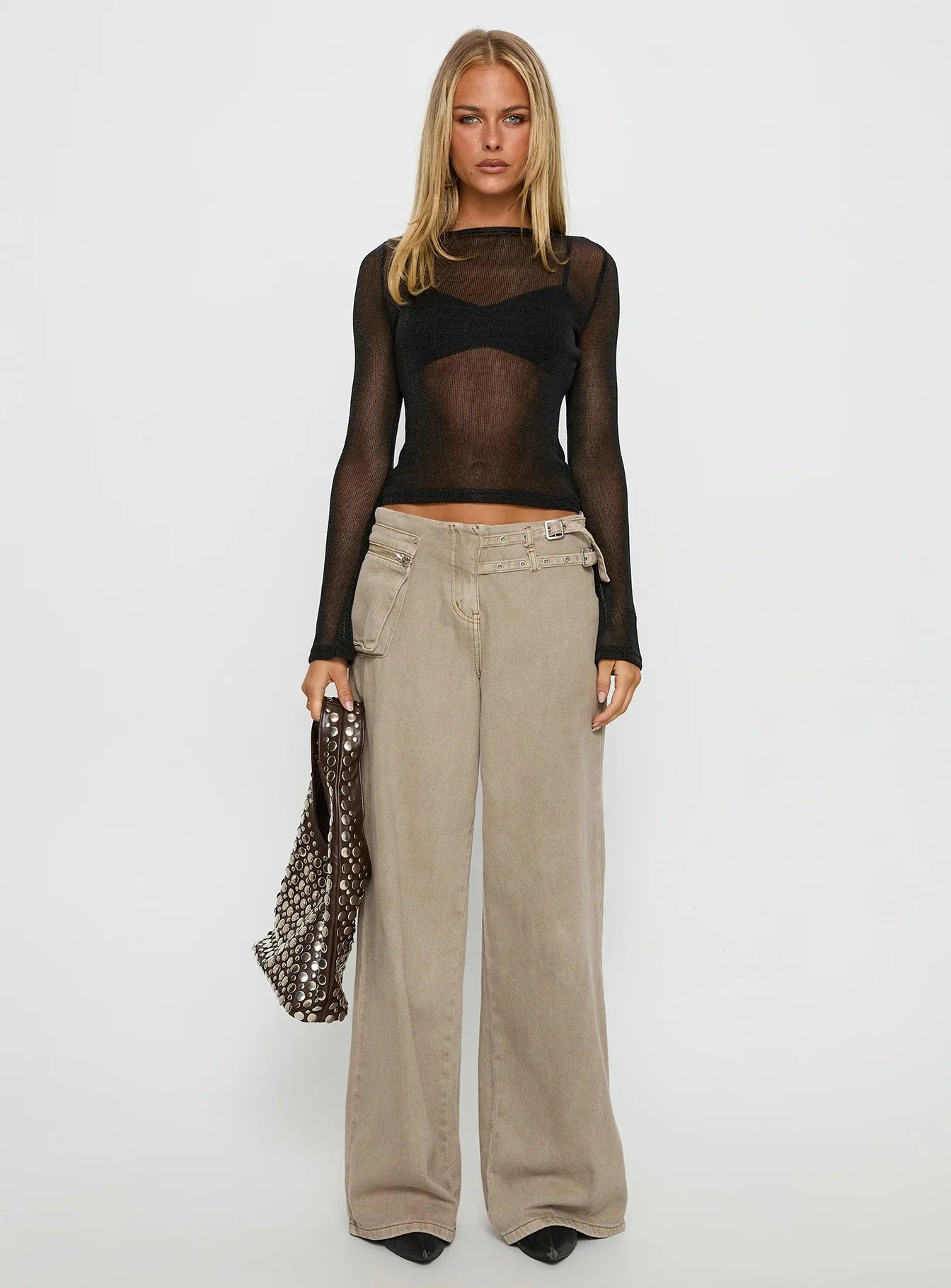 Perfect Mirage Sheer Long Sleeve Top Black