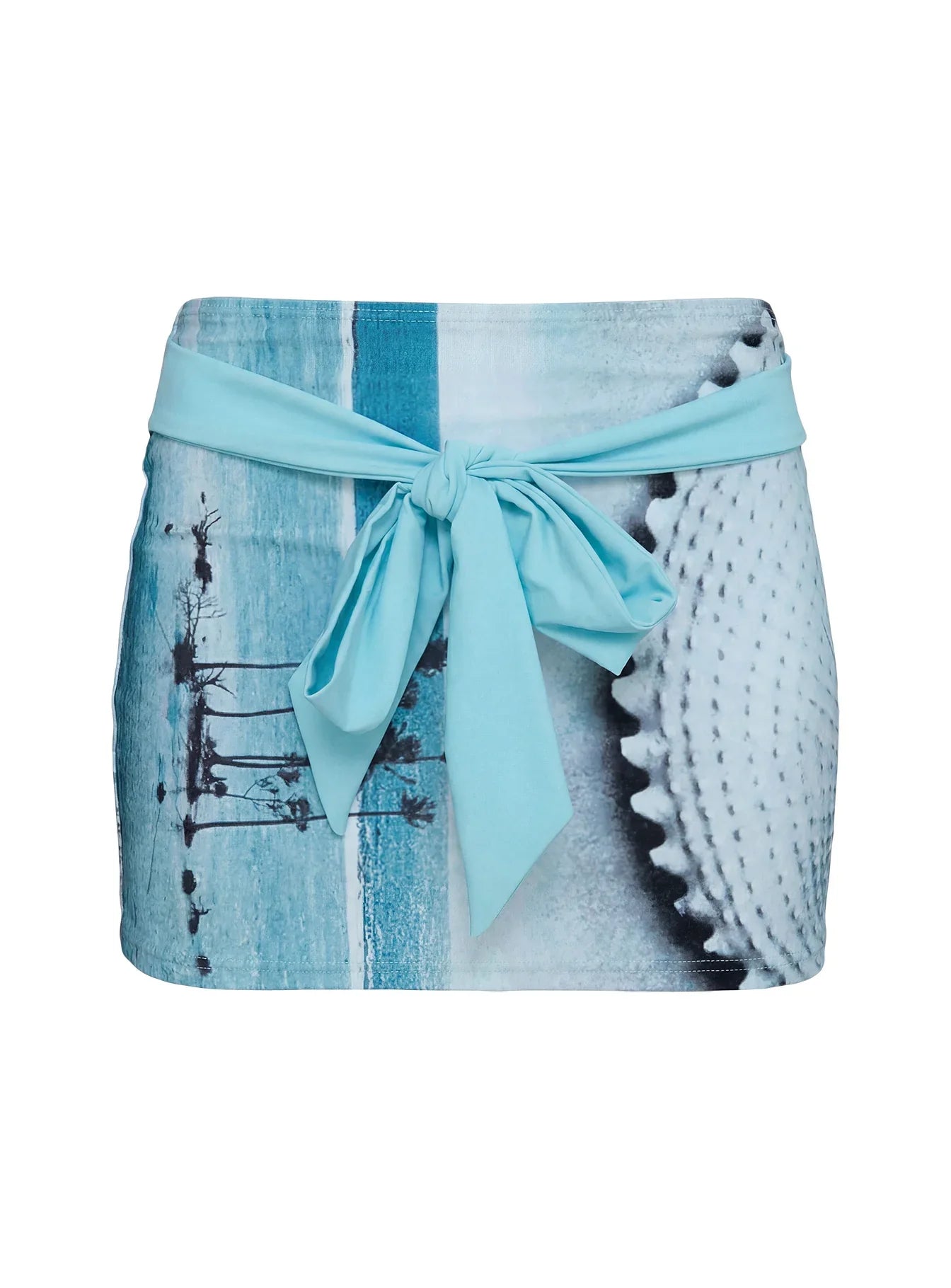 Sundown Haze Tie Detail Swim Skirt Blue