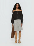 Ortensa Off Shoulder Zip Through Jumper Brown