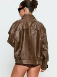 Jaxton Faux Leather Jacket Light Brown