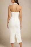 Raya Bodycon Midi Dress White Pearl