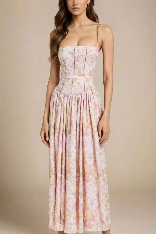 Tasmin Midi Dress Pink Print