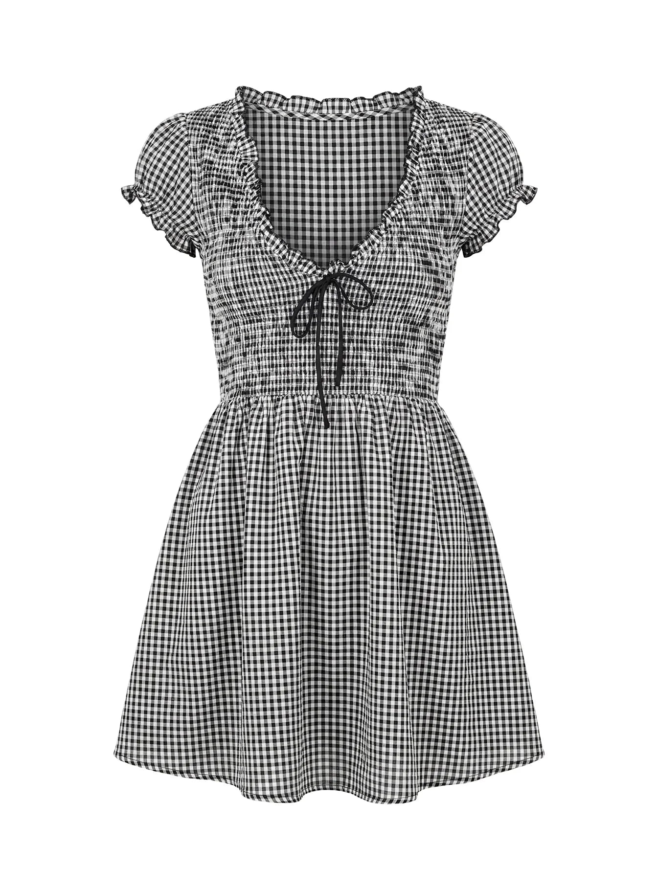 Wescott Gingham Romper Black White Tall