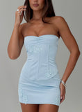 Daisa Strapless Corset Top Blue