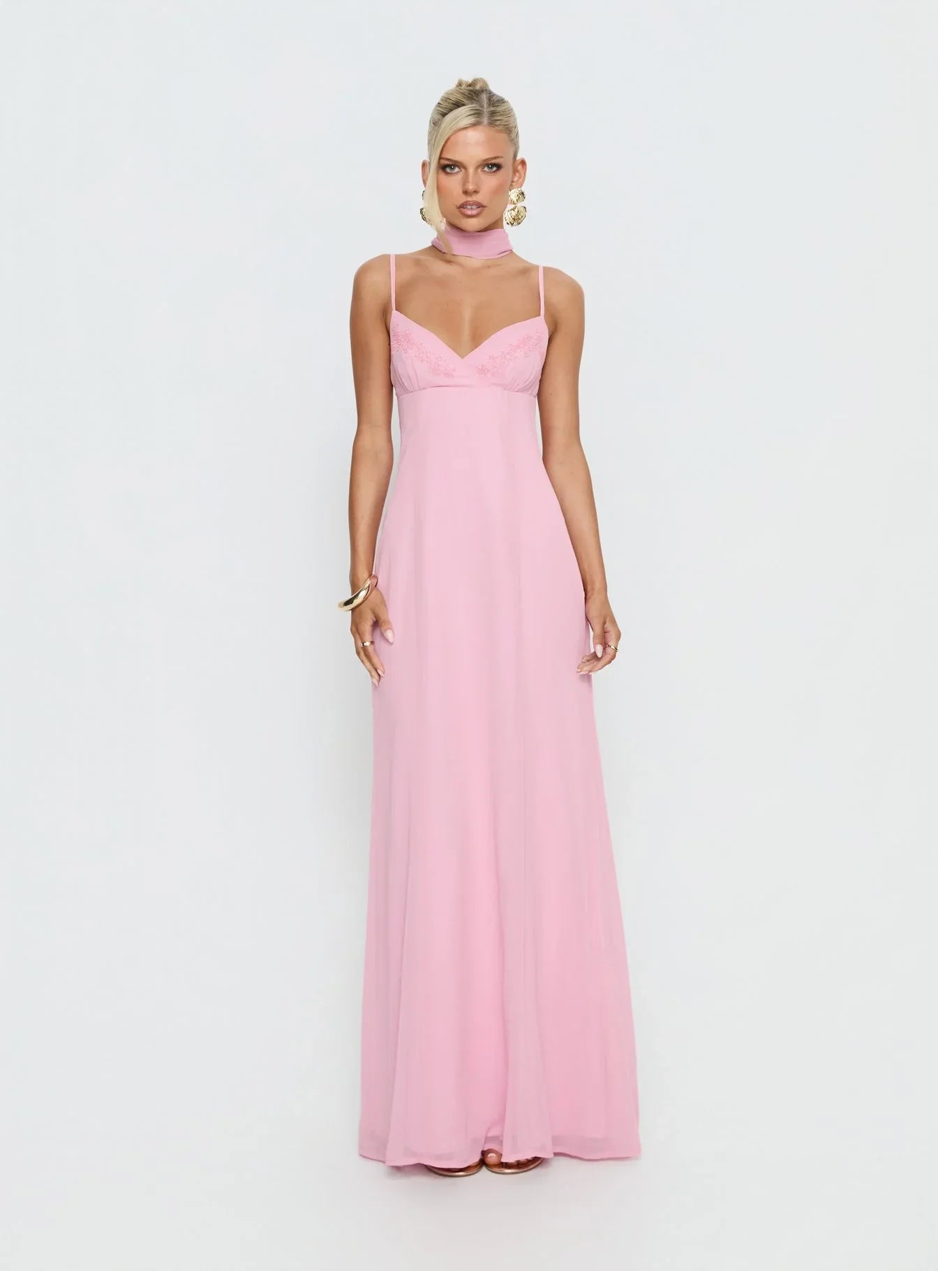 Jadira Scarf Maxi Dress Light Pink