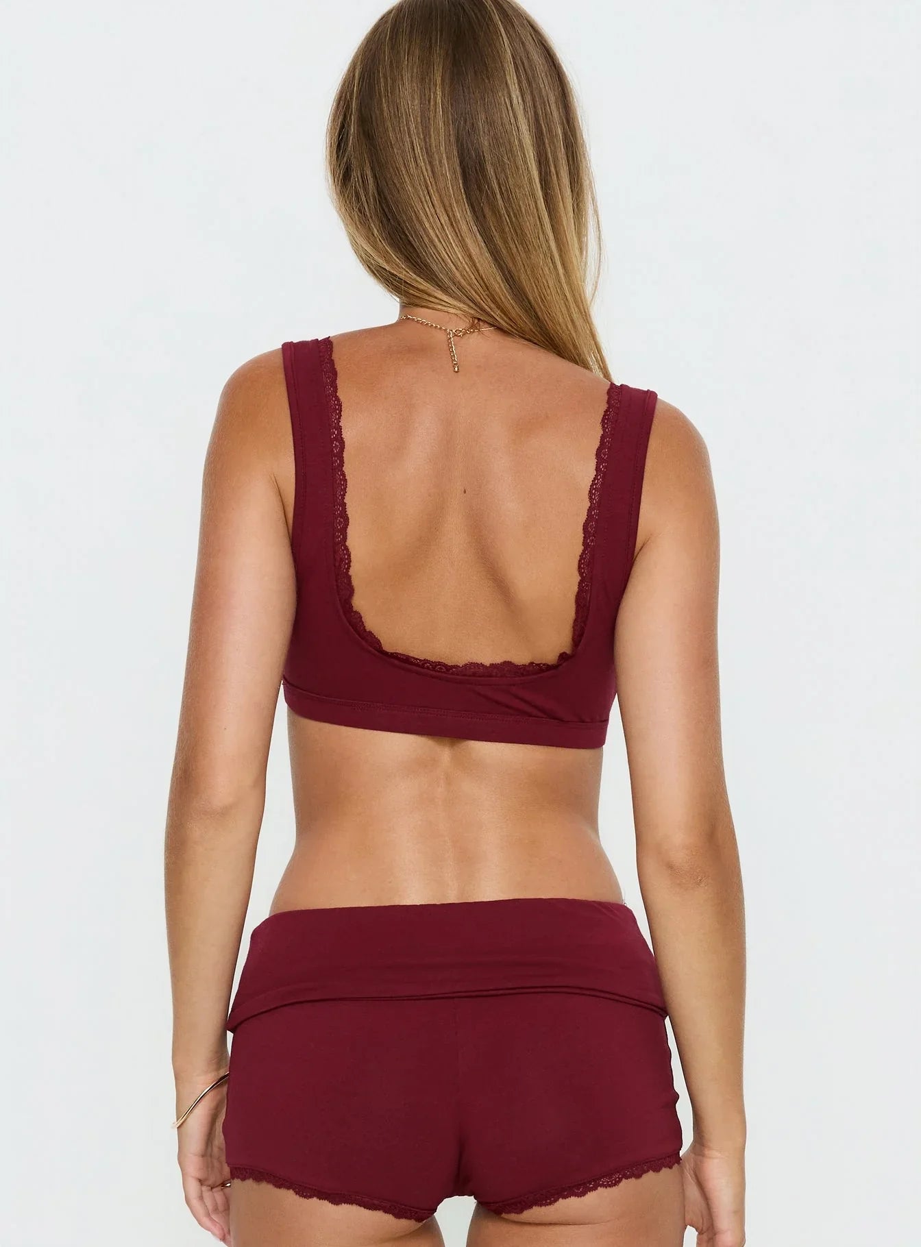 Flissie Plunge Lace Bralette Burgundy